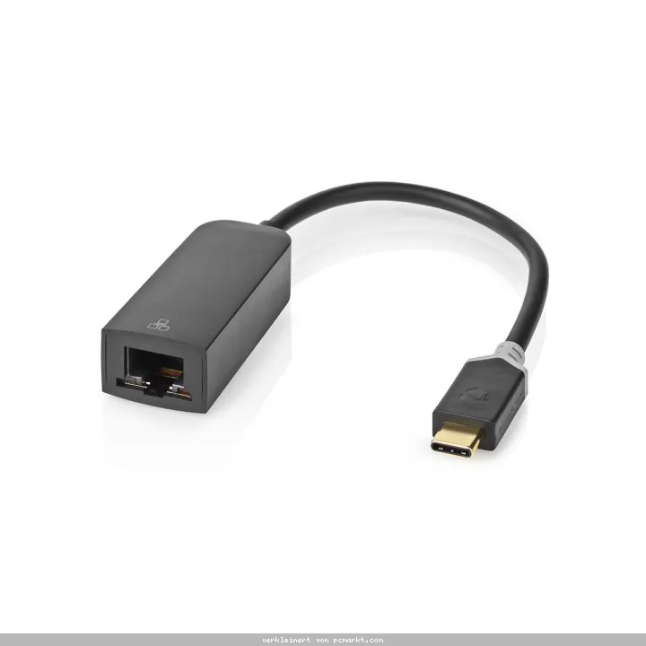 Nedis USB-Netzwerkadapter, USB 3.2 Gen 1 | 1000 Mbps, 0,2m | USB-C™ Stecker | RJ45 Buchse | 0.20 m | Rund | Vergoldet | Verzinntes Kupfer | Anthrazit