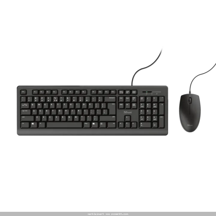 TRUST TKM-250 USB-Tastatur und Maus Set, kabelgebunden, Deutsches QWERTZ-Layout, Flüssigkeitsgeschützt