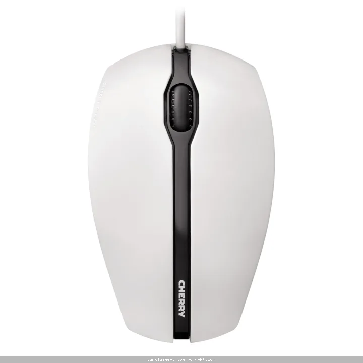 CHERRY GENTIX kabelgebundene optische Maus weiß-grau USB, 3 Tasten, Seitenflächen aus Gummi, 1000 dpi-Auflösung