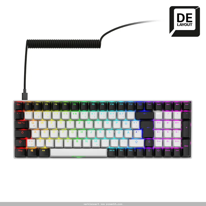 Sharkoon SKILLER SGK50 S2 Gaming Tastatur - 96% Layout, Hot-Swap Gateron Yellow Switches, RGB-Beleuchtung, QWERTZ-Layout, weiß