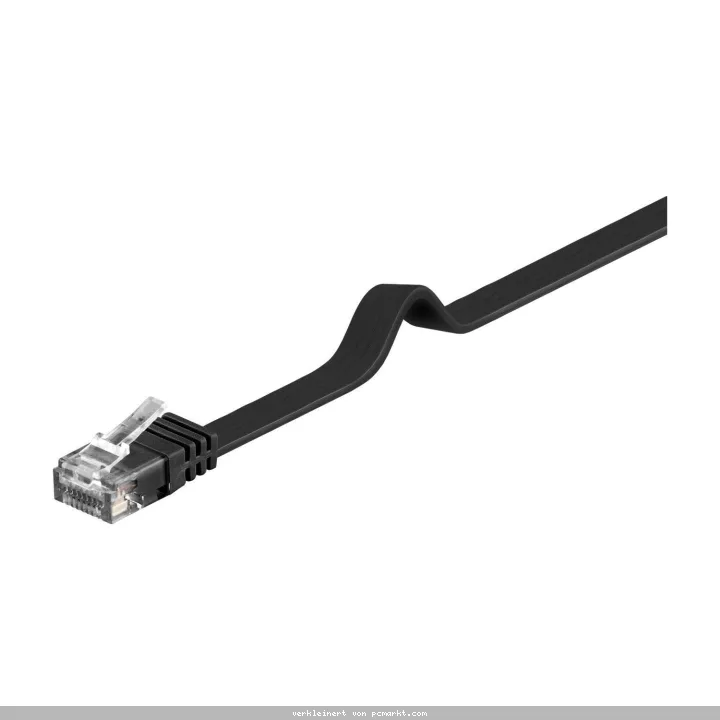 Goobay 10m CAT 6 Flach-Patchkabel, U/UTP, Schwarz