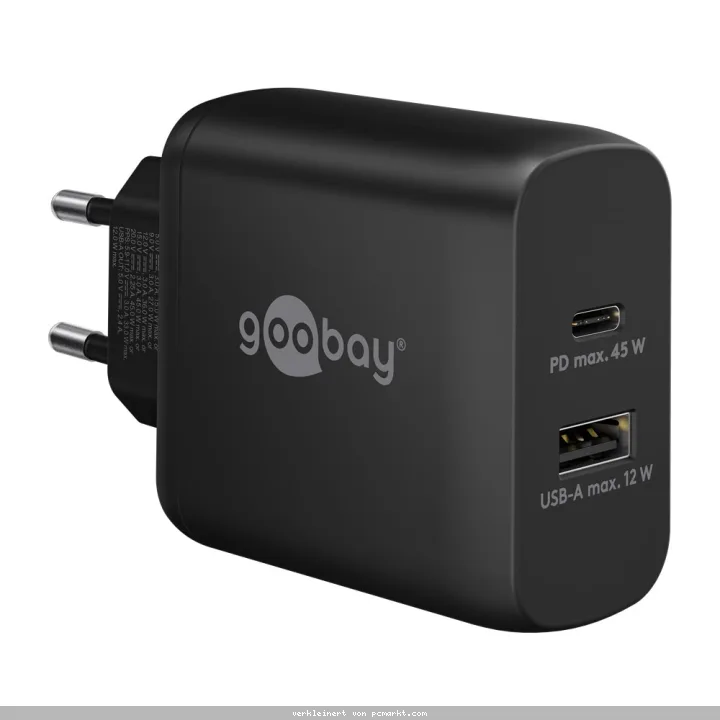Goobay USB-C™ PD Dual-Schnellladegerät (45 W) schwarz