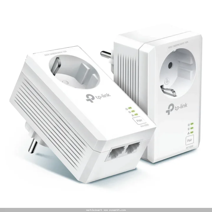 TP-Link AV1000 2-Port Gigabit Powerline Set mit Steckdosen 2 x Adapter, bis zu 1.000 Mbit/s, Homeplug AV2 Standard, Plug & Play