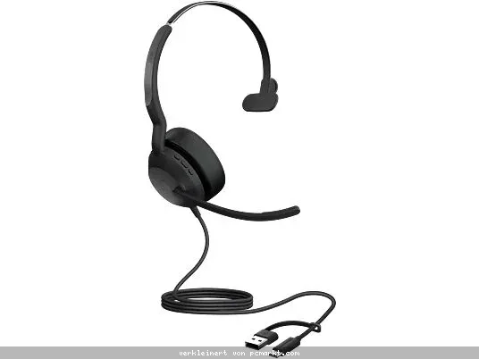 Jabra Evolve2 50 Mono-Bluetooth Headset 4 Mikrofone, USB-C/A-Anschluss, MS Teams zertifiziert, Aktive Geräuschunterdrückung