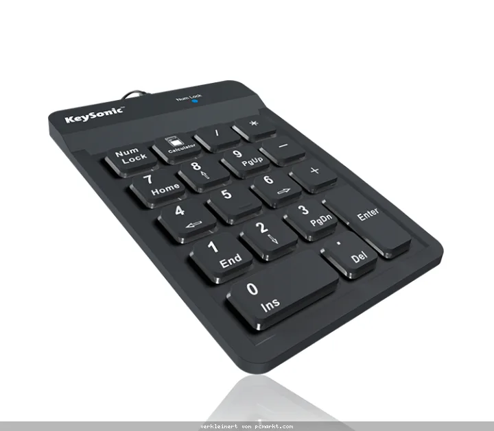 KeySonic ACK-118BK Nummernblock aus Silikon Staub- Und Spritzwassergeschützt, Einziehbares USB Kabel