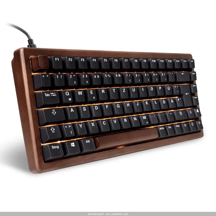 Sharkoon SGK50 S3 Wood PBT kabelgebundene Gaming Tastatur mit Holzgehäuse und hochwertigen PBT-Tastenkappen