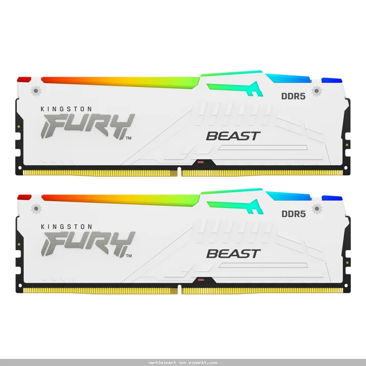 Kingston FURY Beast RGB Weiß 32GB Kit (2x 16GB) DDR5-6000 EXPO DIMM Arbeitsspeicher, CL30-36-36, 1.4V