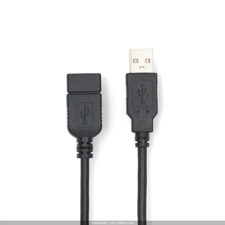 Nedis USB-Kabel | USB 2.0 | USB-A Stecker | USB-A Buchse - 480 Mbps | Vernickelt | 2.00 m | Rund | PVC | Schwarz | Box