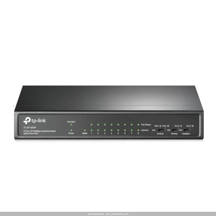 TP-Link TL-SF1009P Netzwerk-Switch 9-Port, Unmanaged, 9x 100 Mbit/s RJ45, 8x PoE+, 65W