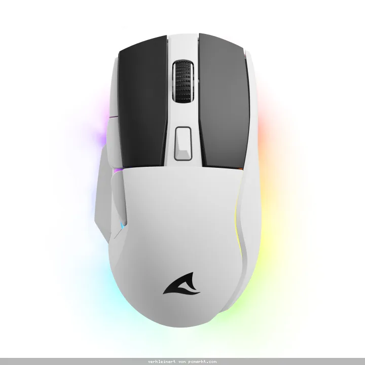 Sharkoon SGM50W Gaming Maus Weiß - kabellose Gaming-Maus inklusive Dockingstation mit max. 6400dpi und RGB-Beleuchtung