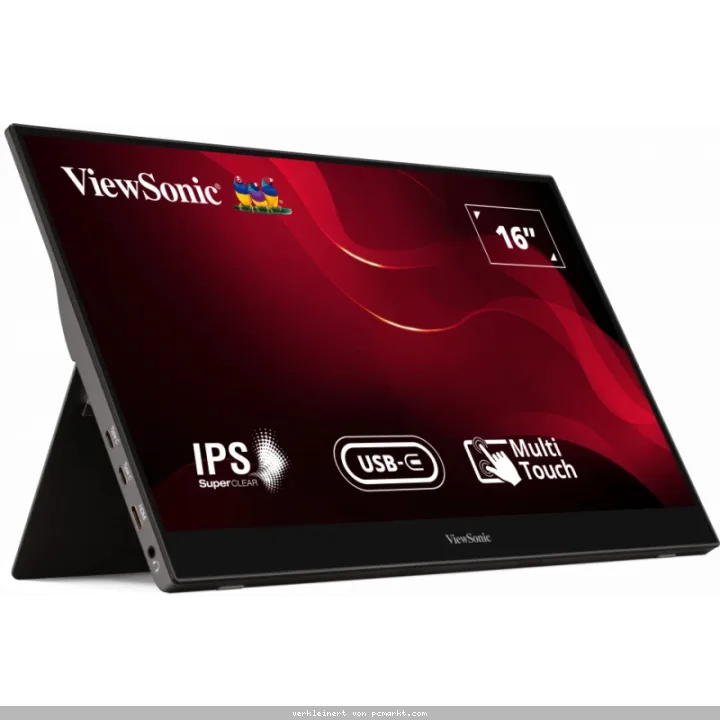 ViewSonic TD1655 tragbarer Touch Monitor 39,6 cm (15,6 Zoll) 6H gehärtet, USB-Charging, Pivot, Cover & Eingabestift, Full HD, 16:9, 6,6ms, 250cd/m², 6