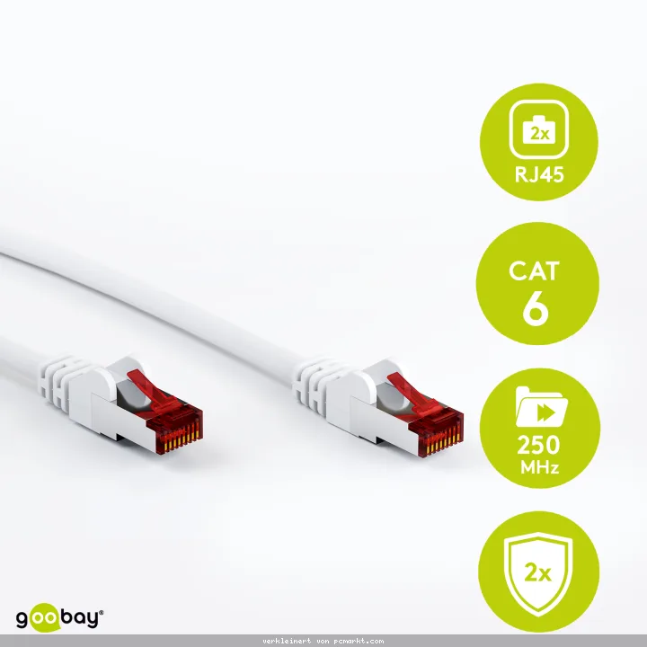 Goobay 7,5m CAT 6 Patchkabel, S/FTP (PiMF), Weiß