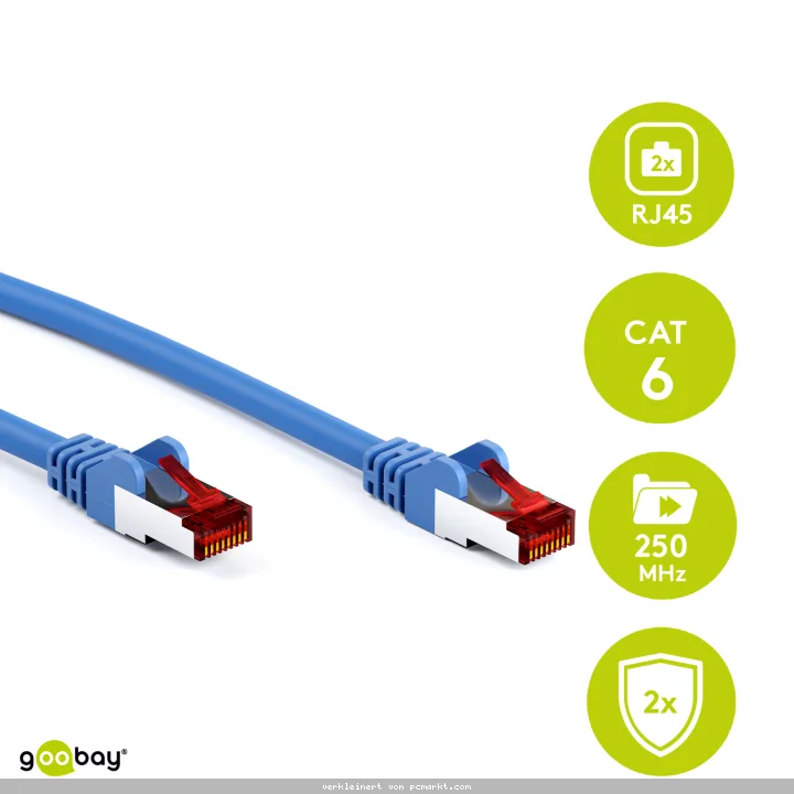 Goobay 2m CAT 6 Patchkabel, S/FTP (PiMF), Blau