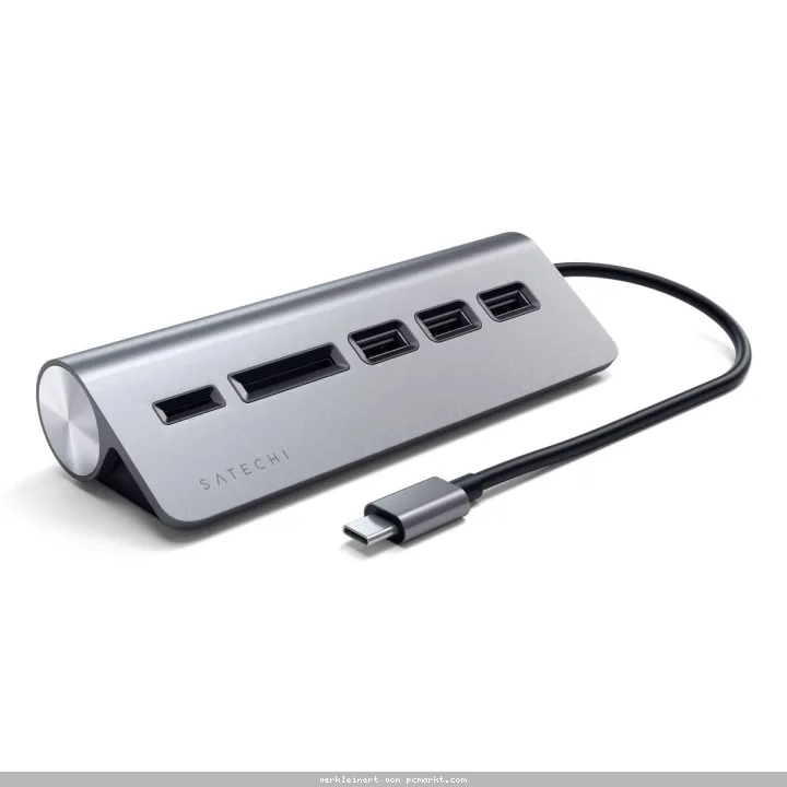 Satechi Type-C Aluminium USB Hub & Card Reader space gray