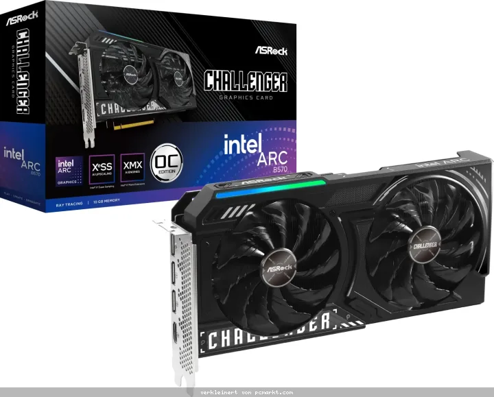 ASRock Arc B570 Challenger 10GB OC Grafikkarte - 10GB GDDR6, HDMI, DP, 2x DP