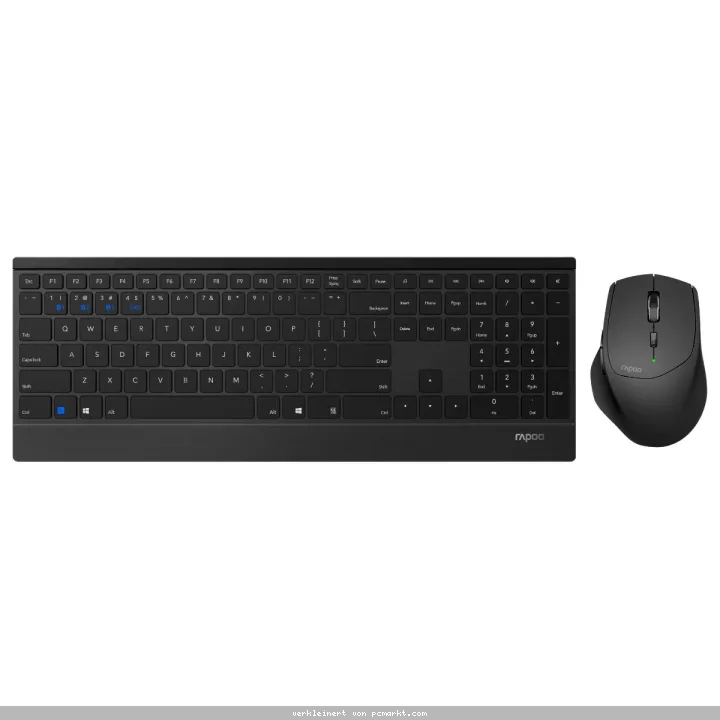 Rapoo Kabelloses Multi-Mode-Deskset "9500M", Black Ultraflaches 4,5-mm-Design - kabellose Multimodus-Verbindung - Tastaturlayout: QWERTZ (deutsch) - L
