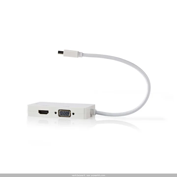 Nedis Mini-DisplayPort Mehrfachadapterkabel, Weiß / 0,2m [Mini DisplayPort-Stecker - VGA- + DVI-D- + HDMI-Buchse]