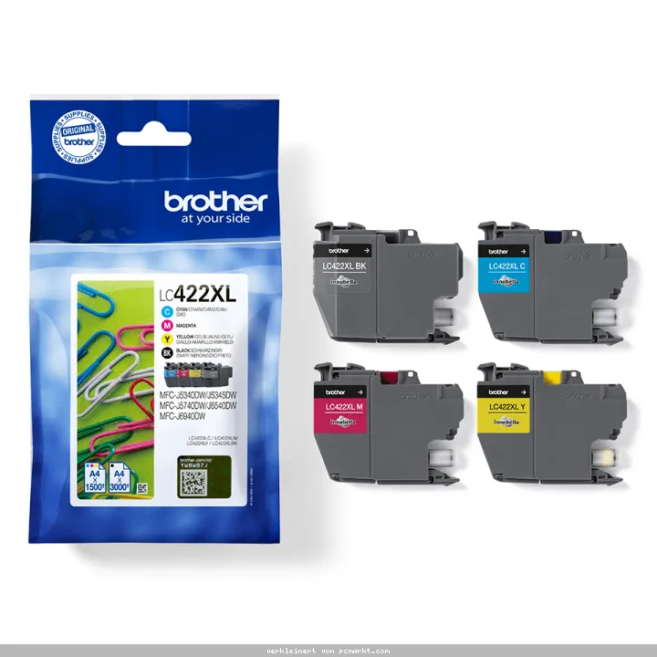 Brother LC-422XL Tintenpatronen 4er Multipack Schwarz, Cyan, Magenta & Gelb | Kompatibilität: MFC-J5340DW // MFC-J5345DW // MFC-J5740DW // MFC-J6540D