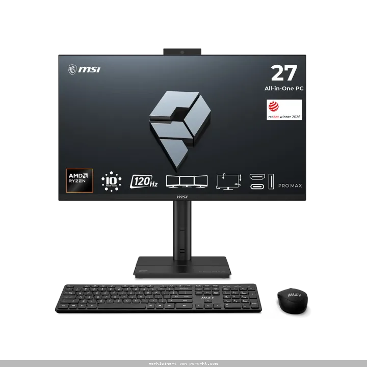 MSI PRO MAX 27P Z 8MG-016DE All-in-One PC 27" (68,6cm) FHD Display, AMD Ryzen 7 255, 16GB DDR5 RAM, 512GB M.2 SSD, AMD Grafik, Wi-Fi 6E, Bluetooth 5.3
