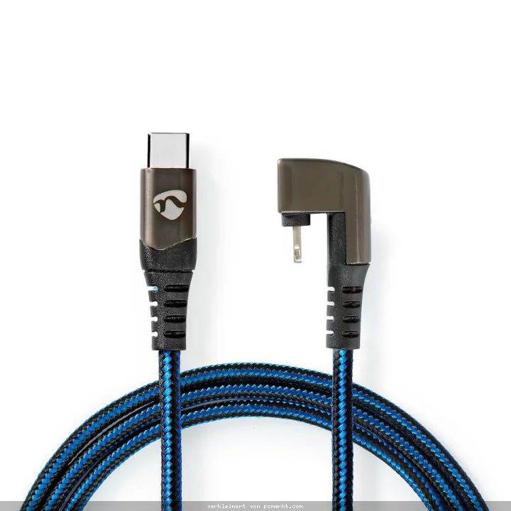 NEDIS USB-Kabel USB 2.0 | Apple Lightning 8-Pin | USB-C™ Stecker | 60 W | 480 Mbps | Vernickelt | 1.00 m | rund | Geflochten / Nylon | Blau / Schwarz