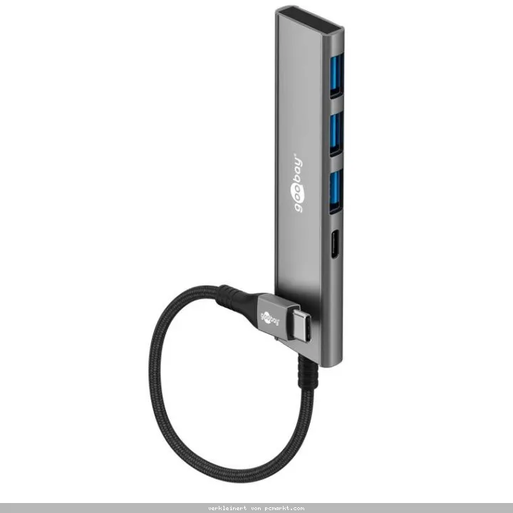 Goobay Slim 4-Port USB-Hub, USB-C™ auf USB-C™/USB-A, 5 Gbit/s