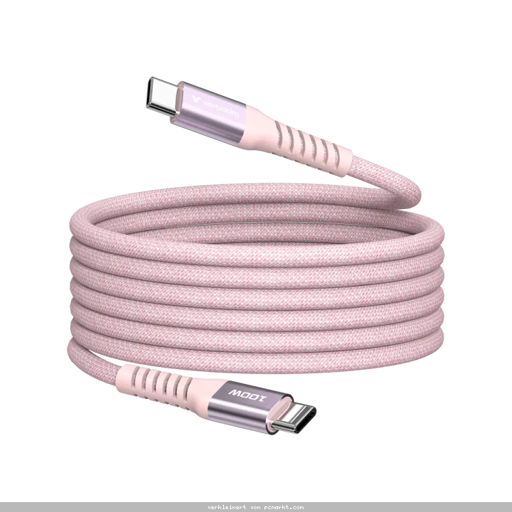 VERBATIM Sync & Charge USB-C zu USB-C 100W Magnetkabel 120 cm - pink