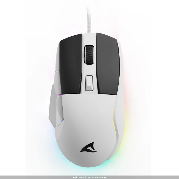 Sharkoon SGM35 Gaming Maus Weiß - kabelgebundene Gaming-Maus mit max. 6400dpi und RGB-Unterboden-Beleuchtung
