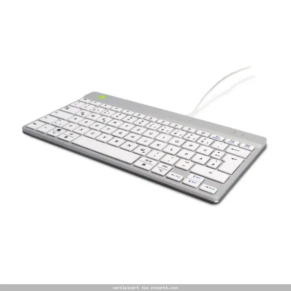 R-Go Compact Break ergonomische Tastatur QWERTZ (DE), verkabelt, weiß