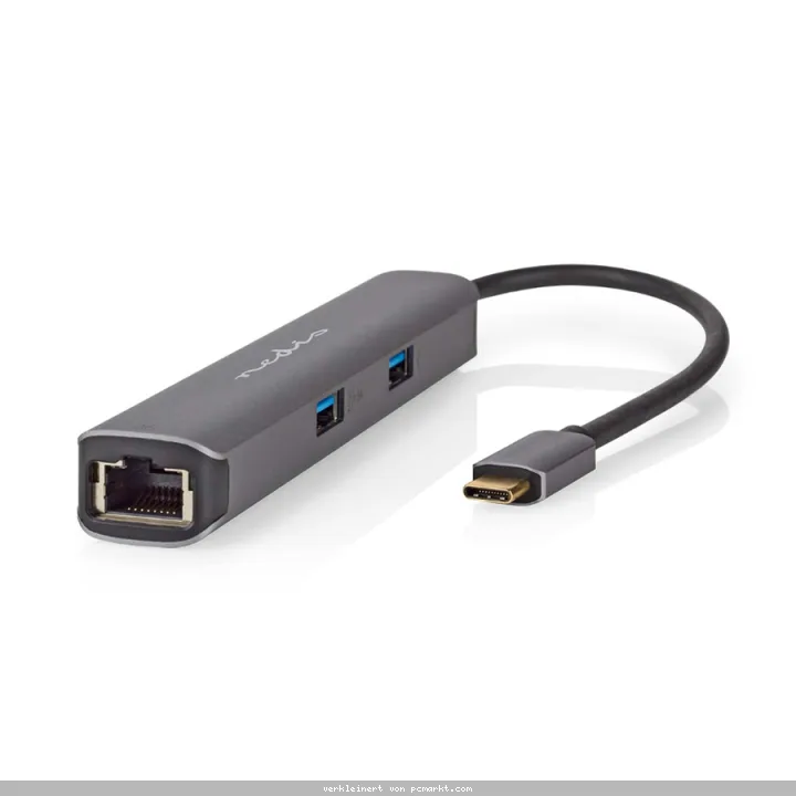 Nedis USB Multi-Port-Adapter USB 3.2 Gen1 6-in-1 - USB-C™ Stecker, HDMI™ Ausgang, RJ45 Buchse, 2x USB-A Buchse, 2x USB-C™, 5 Gbps, grau