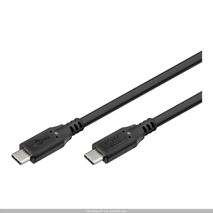 Goobay USB-C-Kabel, USB4, 0,5 m, schwarz, 240 W, 5 A, 20 Gbit/s,