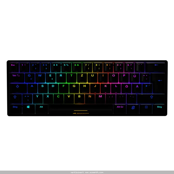 Sharkoon SKILLER SGK50 S4 Gaming Tastatur mit blauen Switches - 60 % Layout, Blaue Hot-Swap Switches, RGB-Beleuchtung, QWERTZ-Layout, schwarz