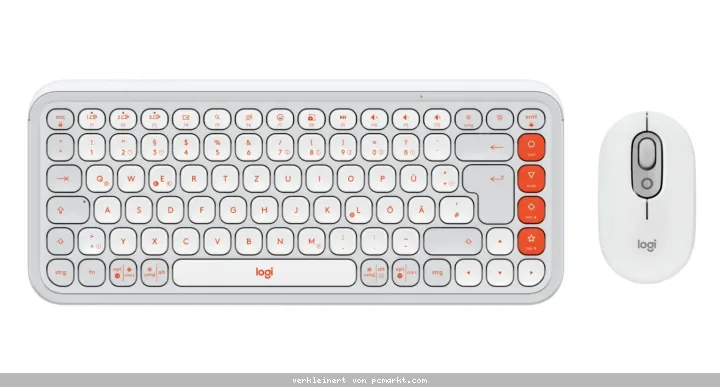 Logitech Pop Icon Combo Tastatur mit Maus, Offwhite und Orange