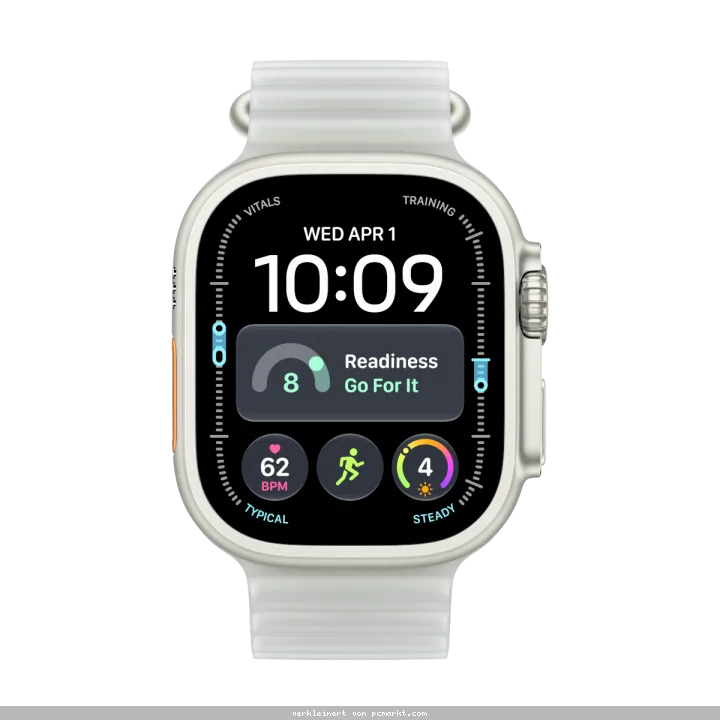 Apple Watch Ultra 4 Cellular 49mm Natur Titan Case Natur Titan Case Halbtranparentes Grau Ocean Band