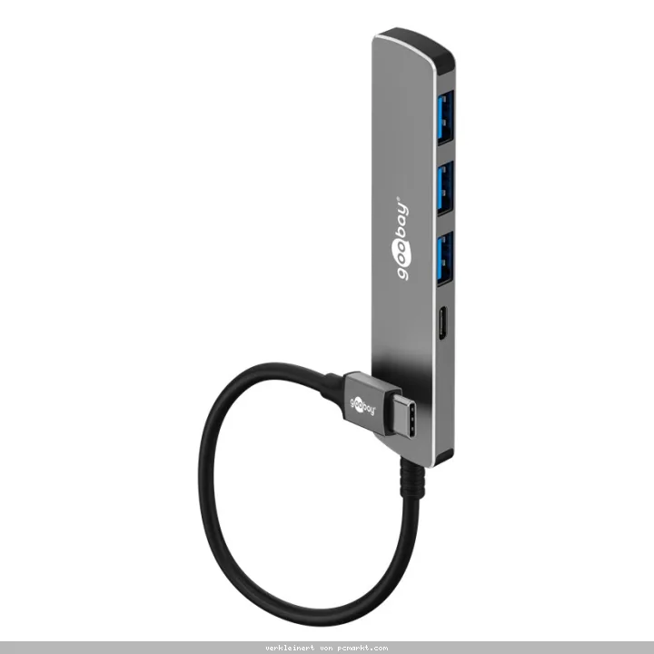 Goobay Slim 4-Port USB-Hub, USB-C™ auf USB-C™/USB-A, 5 Gbit/s