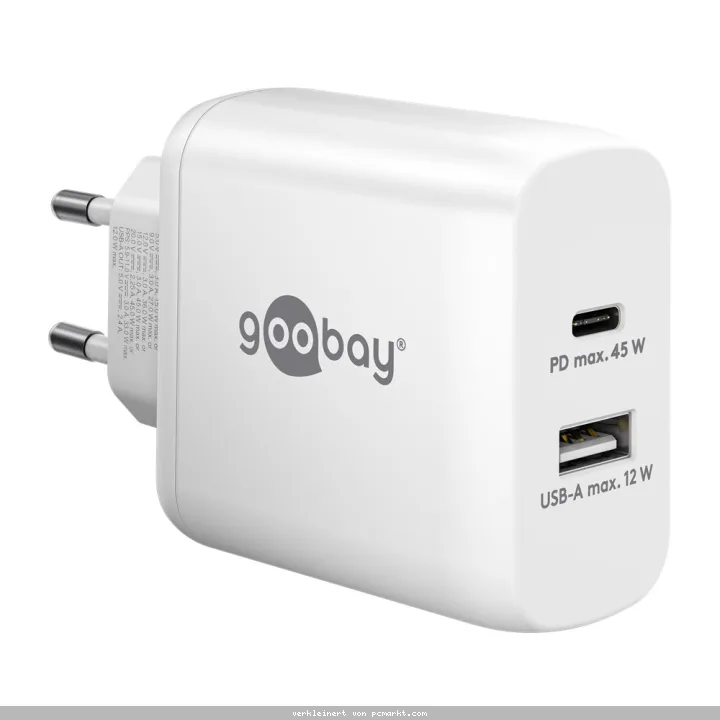 Goobay USB-C™ PD Dual-Schnellladegerät (45 W) weiß