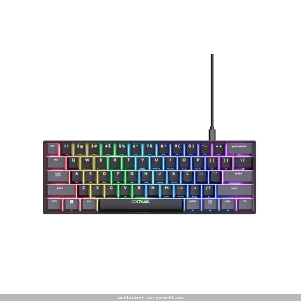 Trust Gaming GXT867 Acira Gaming Tastatur 60 % mechanische Mini-Gaming-Tastatur mit kompletter RGB-Beleuchtung