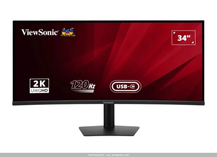 ViewSonic VA3420C-Office Curved Monitor - UWQHD , 120Hz KVM Switch, Höhenverstellung, Power Delivery 96 Watt
