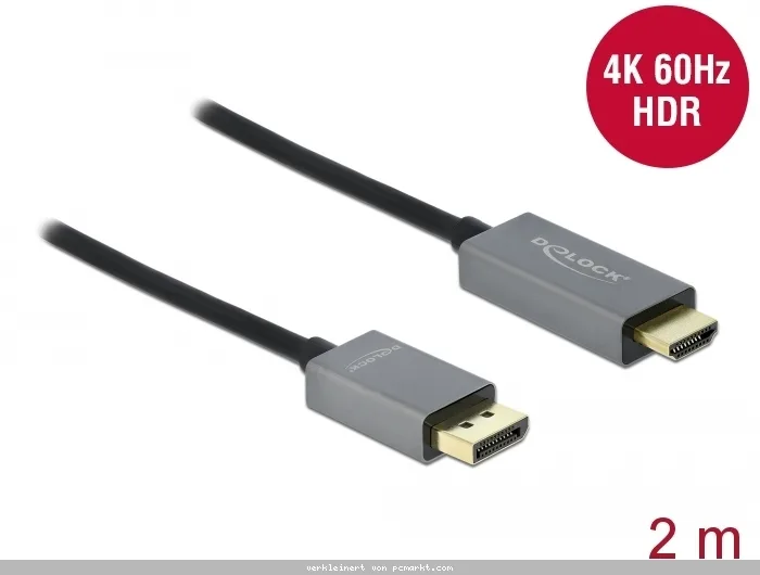 Delock Aktives DisplayPort 1.4 zu HDMI Kabel 4K, 60Hz (HDR), 2m