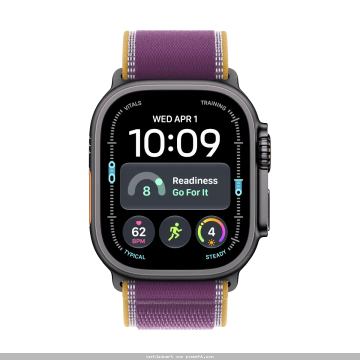 Apple Watch Ultra 4 Cellular 49mm Schwarz Titan Case Schwarz Titan Case Burgunder Trail Loop - M/L