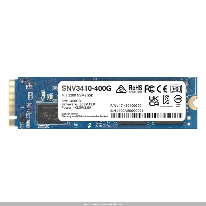 Synology SNV3410 SSD 400GB M.2 2280 PCIe 3.0 x4 NVMe - internes Solid-State-Module (SNV3410-400G)