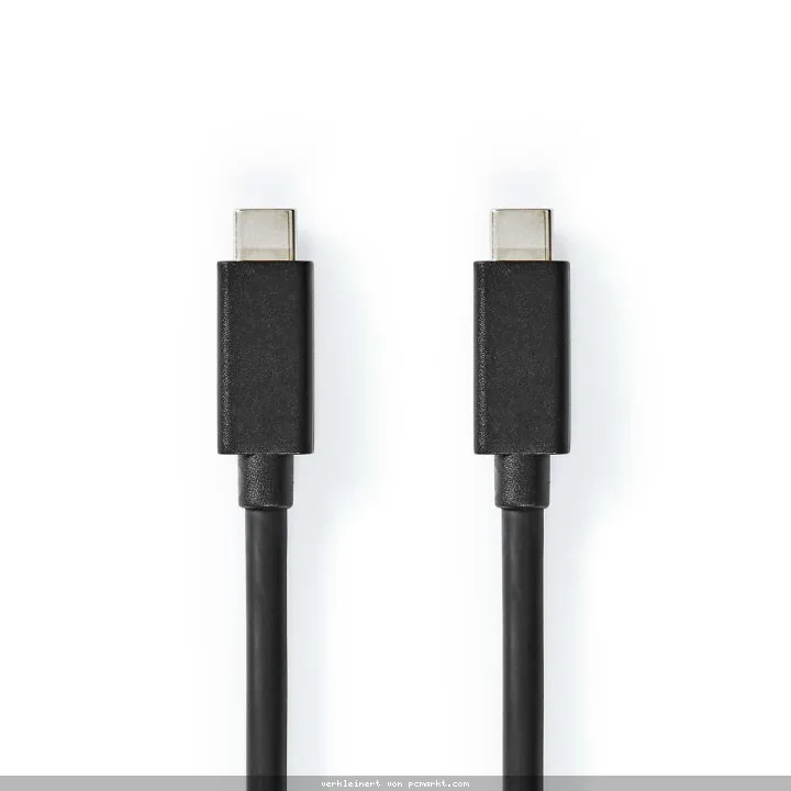 Nedis 1m USB-Kabel USB 3.2 Gen 2x2 | 100 W | 4K@60Hz | 20 Gbps | Vernickelt | Rund | PVC | Schwarz | Umschlag