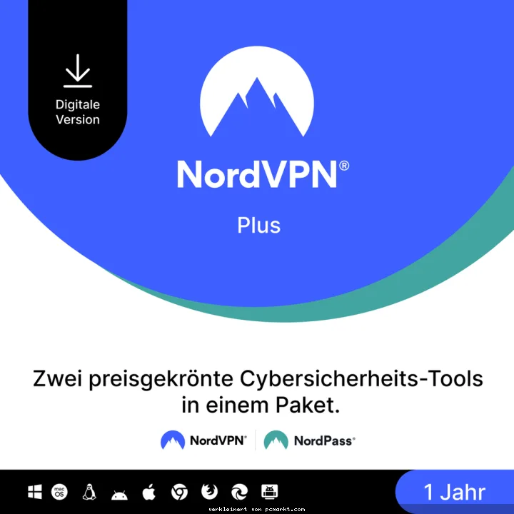 NordVPN Plus – 1 Jahr Cybersicherheit (VPN + PW Manager) [1 Jahr]