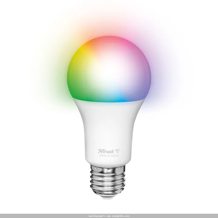 Trust E27 LED RGBCW WI-FI Smarte WiFi LED-Lampe, weiß und farbig, Fassung E27, von Ihrem Smartphone/Tablet zu steuern