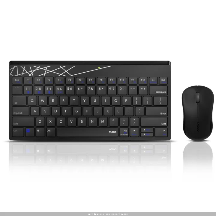 Rapoo Kabelloses Multi-Mode-Deskset "8000M", QWERTZ-Layout kabelloses Multi-Mode-Deskset - Multi-Mode-Drahtlostechnik via Bluetooth - 1300-dpi-Maus mi