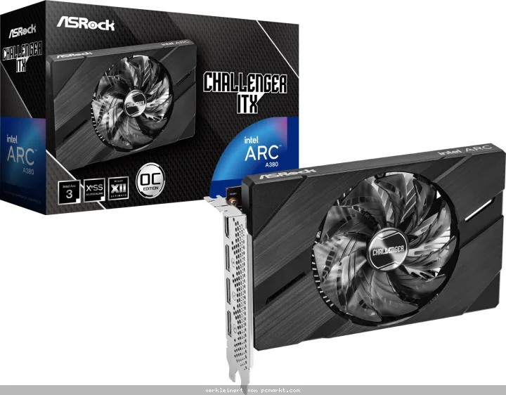 ASRock Intel Arc A380 Challenger ITX 6GB OC - A380 CLI 6GO, 6GB GDDR6, HDMI, 3x DP
