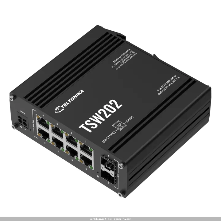 Teltonika TSW202 Managed Switch 10-Port, 8x Gigabit RJ45, 2x Gigabit SFP, 8x PoE+ (bis zu 240W)