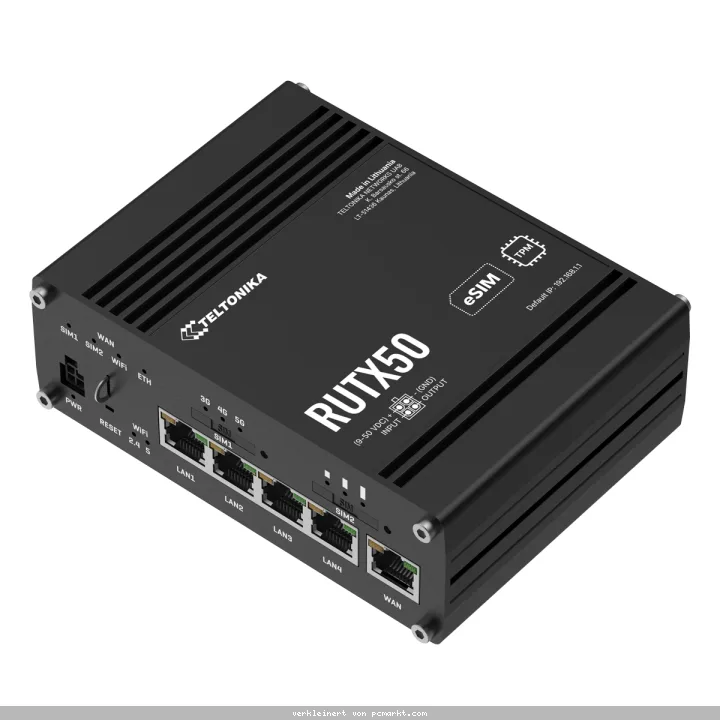 Teltonika RUTX50 5G Router 5G DL bis zu 3,3 Gbit/s, 4G DL bis zu 2 Gbit/s, Dual-SIM, 5x Gigabit Ethernet