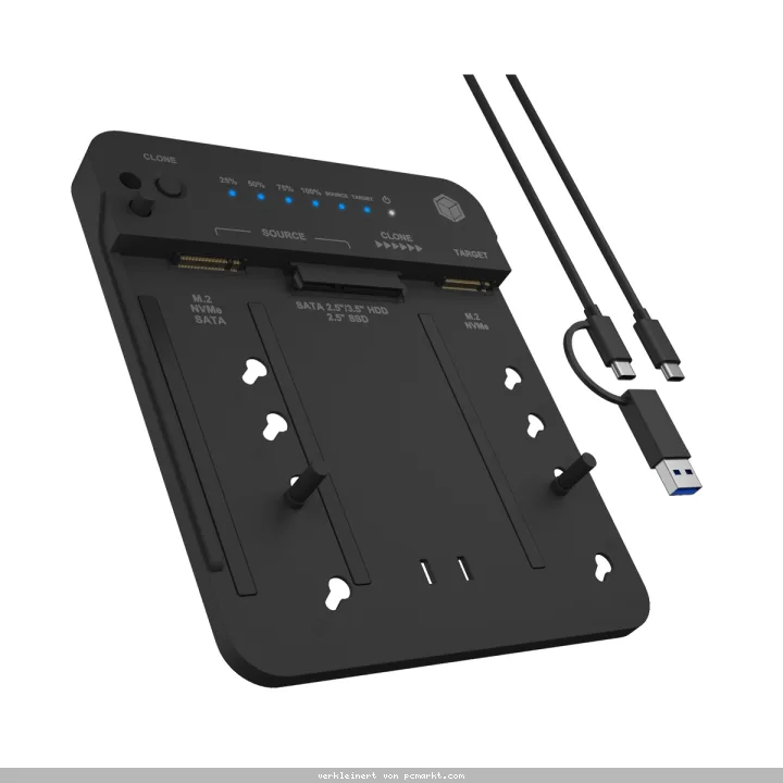 ICY BOX Dockingstation & Klonstation für M.2 NVMe SSD und 2,5"/3,5" SATA SSD/HDD