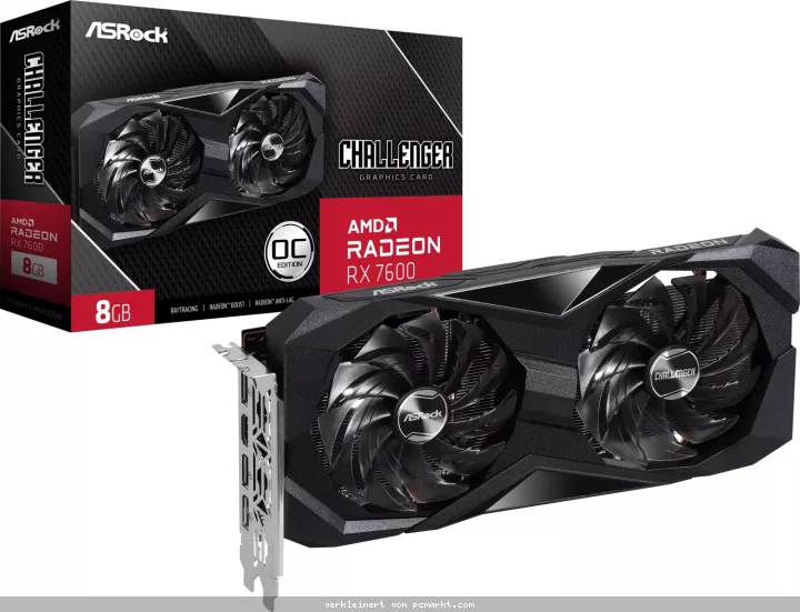 Asrock Radeon RX 7600 Challenger 8GO OC Grafikkarte - 8GB GDDR6, 1x HDMI, 3x DP