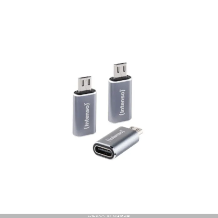 Intenso 3er Pack USB Adapter C480M USB-C Buchse zu microUSB Stecker, Unterstützt USB OTG, 480Mbps Datenübertragung, Aluminium anthrazit